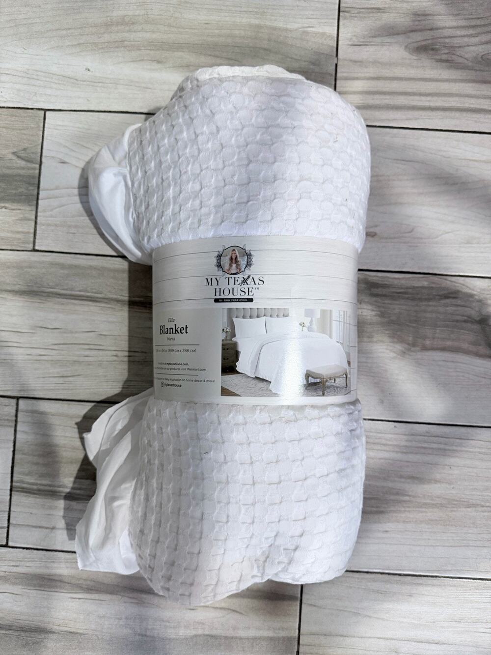 My Texas House Ella Manta White King Size Blanket Brand New Rustic/Cottage